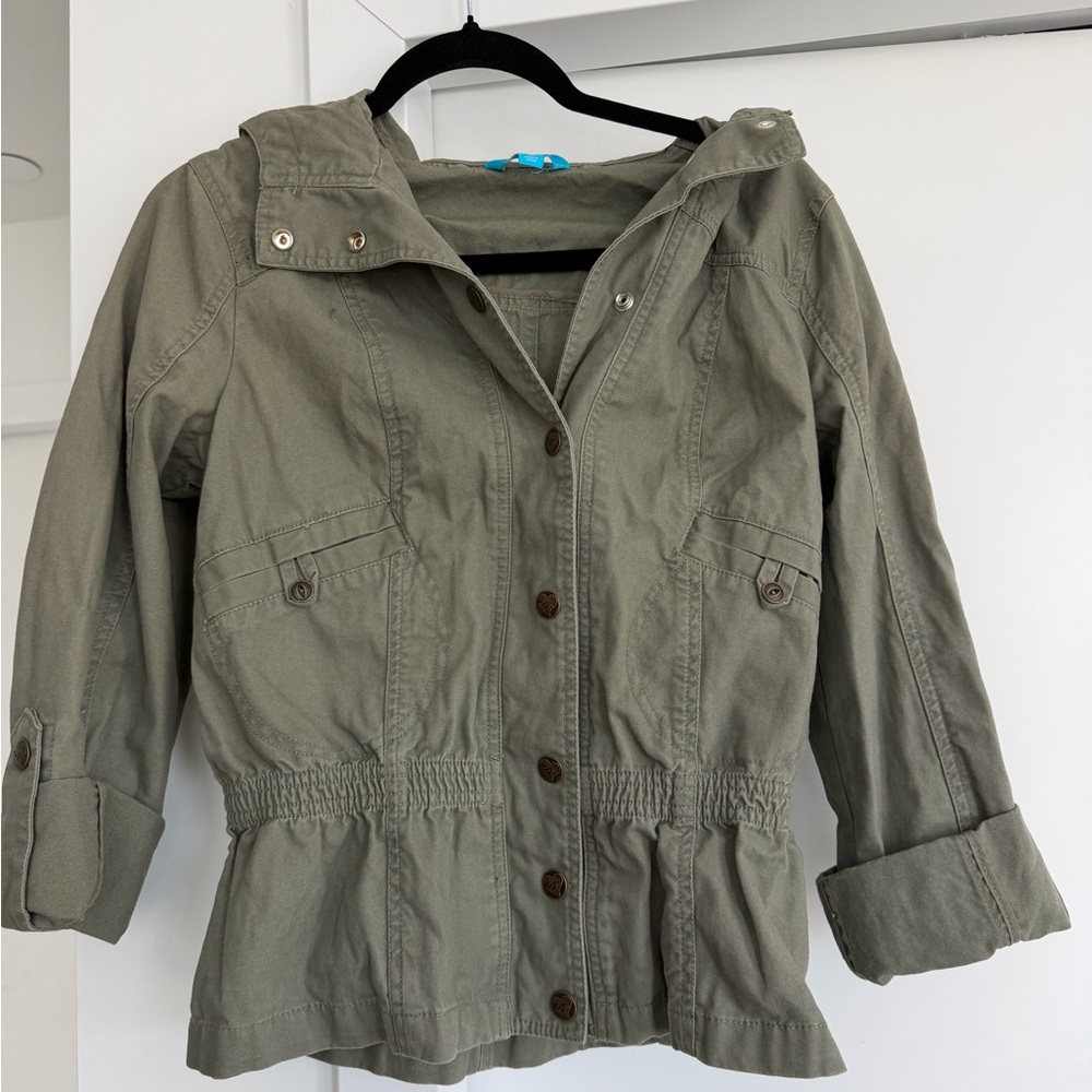 L'Amour Olive Green Hooded Utility Jacket